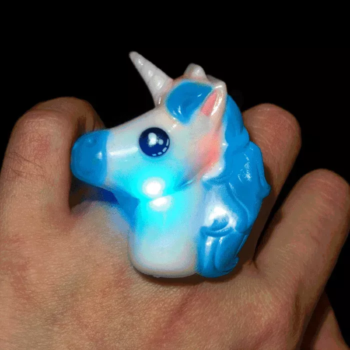 1" Light-Up Unicorn Rings- Blue (#358425-Blue)