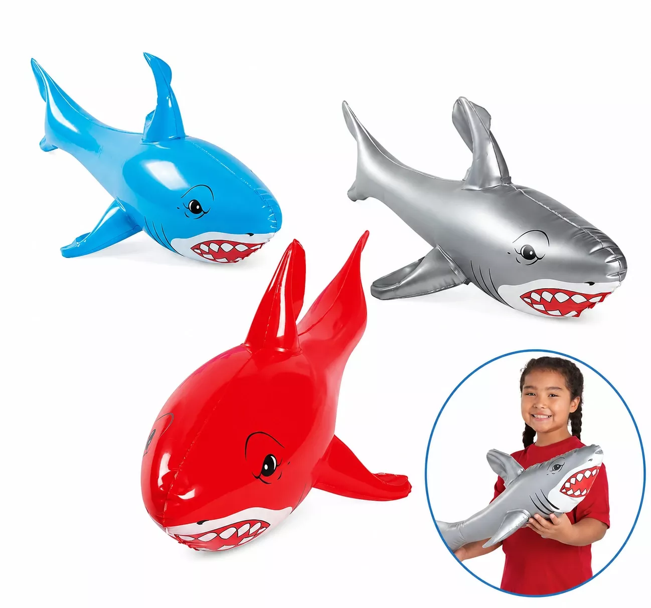 24″ Inflatable Vinyl Sharks – 144 Count