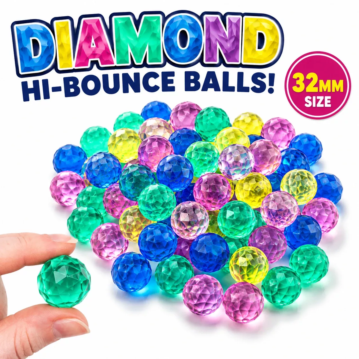 32mm Diamond Cut Hi-Bounce Ball Mix