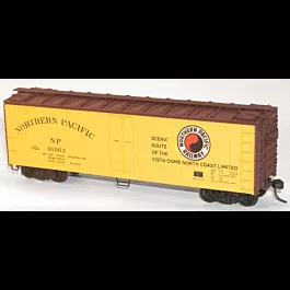 40' Steel Reefer w/Hinged Door - Kit (Plastic) -- Northern Pacific #91063 (yellow, "North Coast Limited" Slogan)