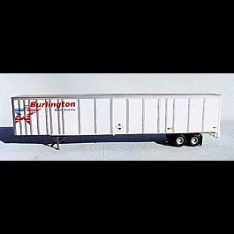 53' Plate Trailer - Painted White w/Silver Ribs -- Burlington Northern Decal (blue, red)