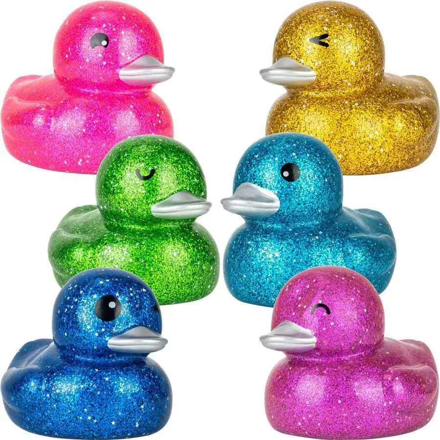6-Inch Rubber Glitter & Star Ducks
