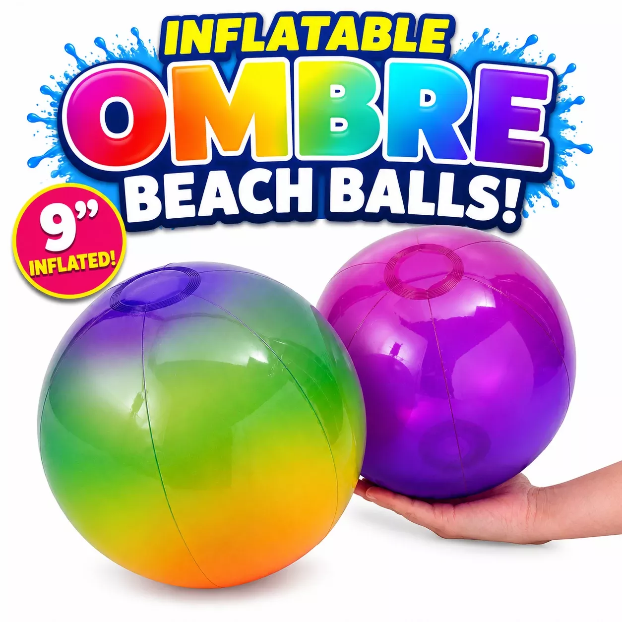 9″ Ombre Inflatable Beach Balls – 216 Count