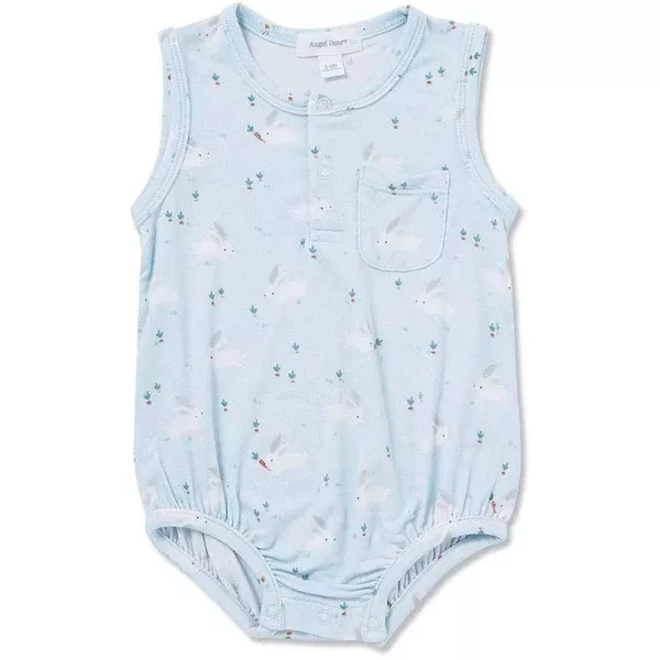 Baby Bunnies - Blue Bamboo Henley Bubble