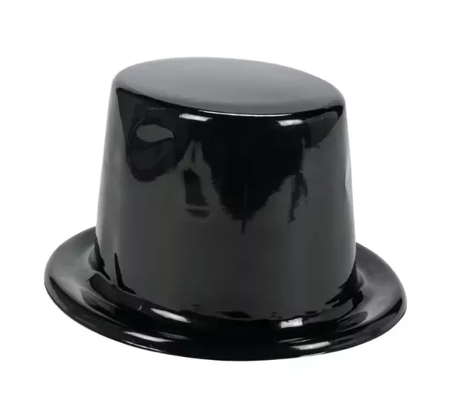 Black Plastic Youth Top Hats – 144 Count