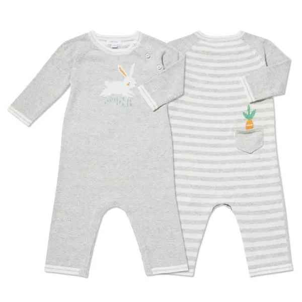 Bunny Intarsia Knits Grey Coverall