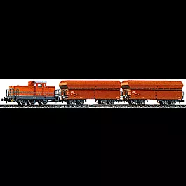 Diesel DHG 700 Elektromark Freight Set -- DB Includes 2 Ore Wagons Type Fad 167