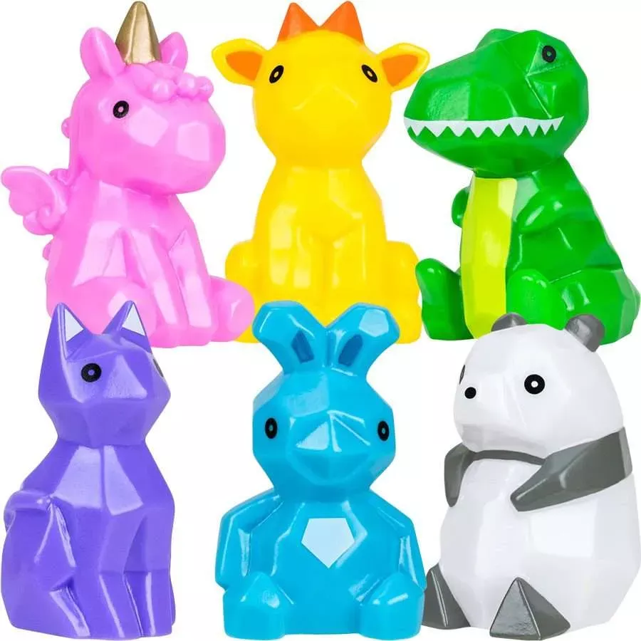 Geometric Animals Rubber Toys (50 Pieces)