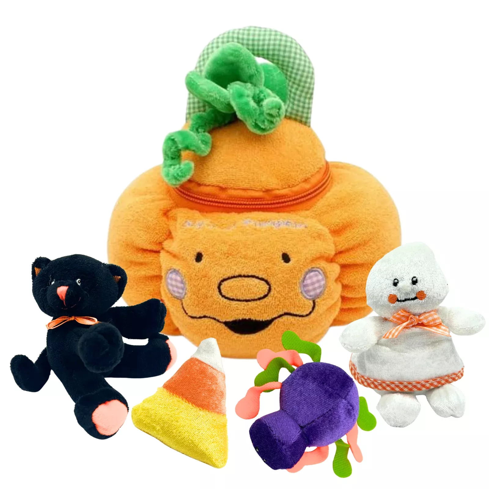 Halloween Stuffed Pumpkin Playset with 4-Count Sensory Toys