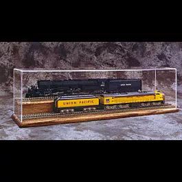 HO Train Display Case -- Two Tier, 24" w/Finished Oak Base