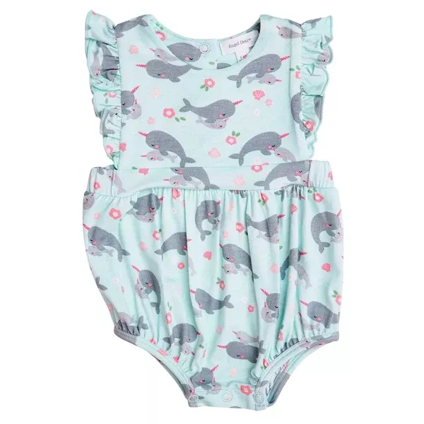 Narwhals Ruffle Sunsuit - Blue