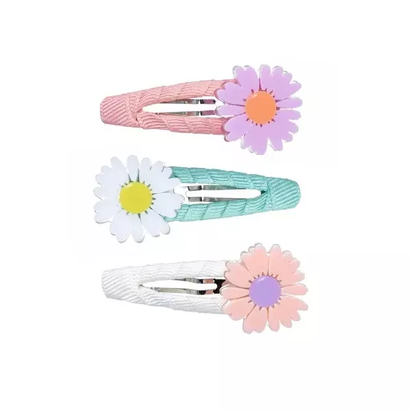 Pastel Daisy Fabric Covered Snap Clip