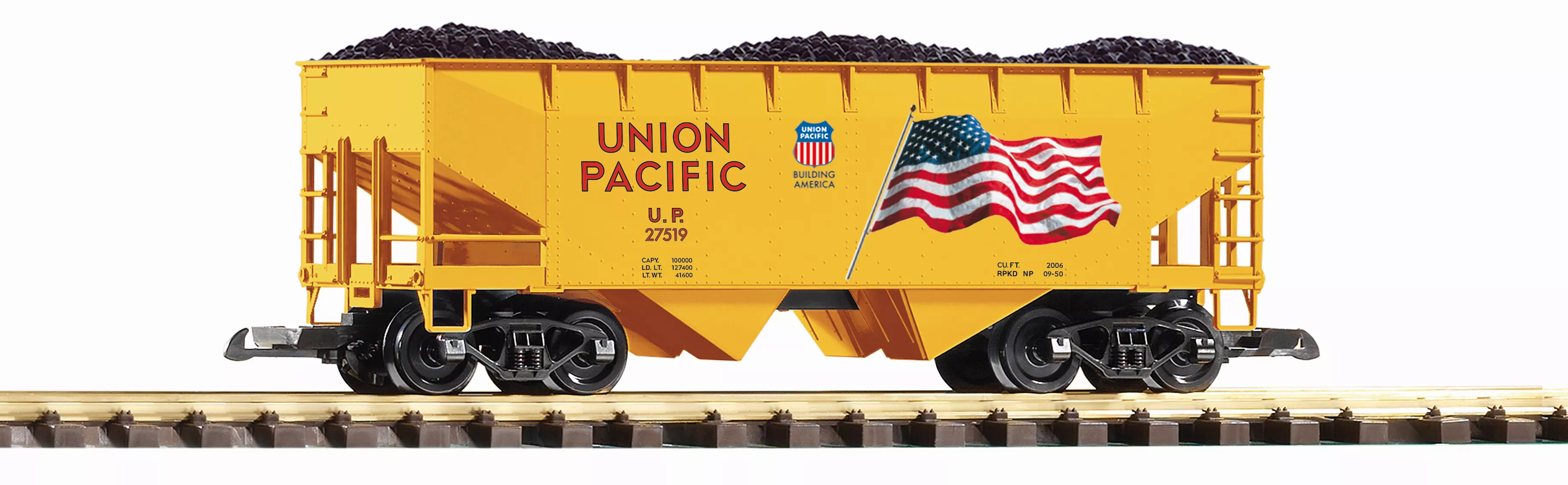 PIKO 38919 UP Offset Hopper 27519 "Flag" w/Coal Load