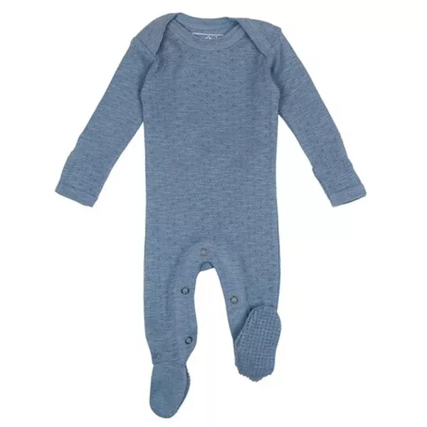 Pointelle Lap-Shoulder Baby Footie in Pool
