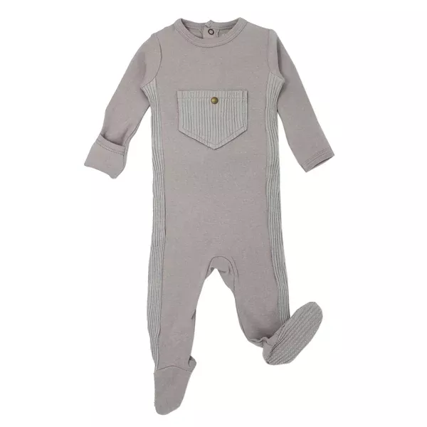 Ribbed Baby Footie in Light Gray