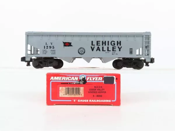 S Scale American Flyer 6-48494 LV Lehigh Valley 3-Bay Covered Hopper #1295