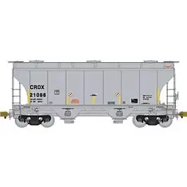 TrinityRail 3281 Cu.Ft. 2-Bay Covered Hopper - Ready to Run -- CRDX #21066 (gray, yellow Conspicuity Markings)