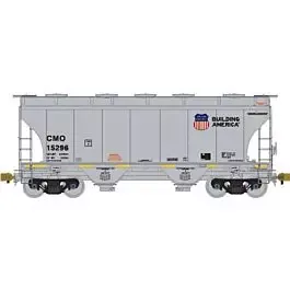 TrinityRail 3281 Cu.Ft. 2-Bay Covered Hopper - Ready to Run -- Union Pacific CMO #15296 (gray, Building America Logo)