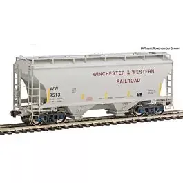 TrinityRail 3281 Cu.Ft. 2-Bay Covered Hopper - Ready to Run -- Winchester & Western #9513 (gray, red)