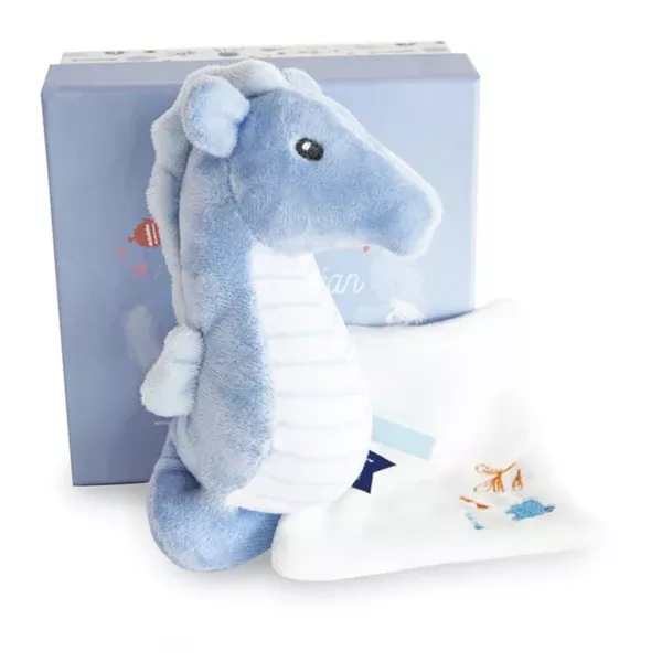 Under the Sea: Seahorse Plush With Blanket, Blue