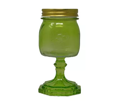 ZEE'S CREATIONS - Wine Glass Small Jar Green 9.5 oz (GL4502GR)